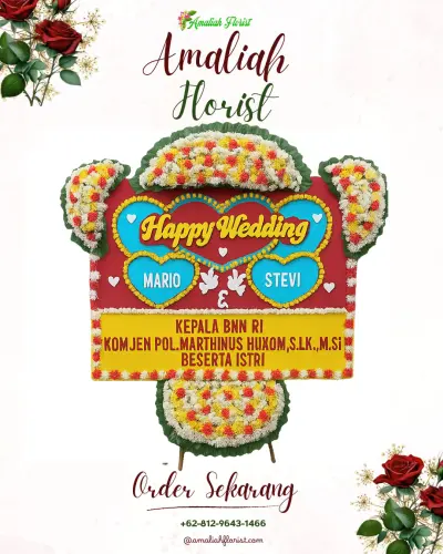 Karangan Papan Bunga Pernikahan di Al - Muhajirien Grand Ballroom Bekasi
